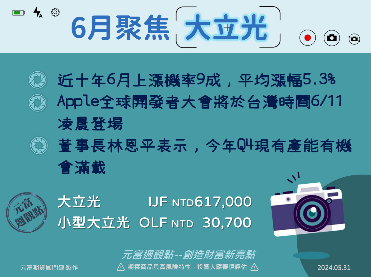 熱門話題-6月聚焦大立光//歐美鷹聲鶴唳，日圓欲振乏力】